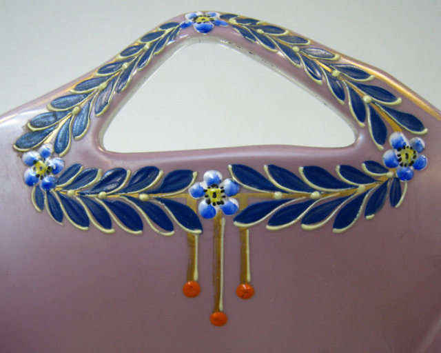 Secessionist Jugendstil Enamelled Glass Centerpiece Basket