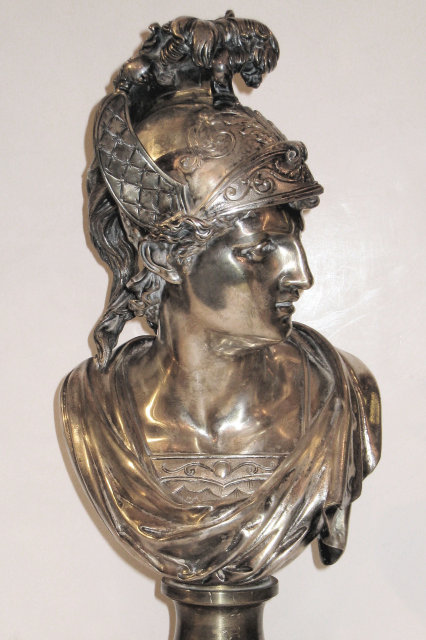 Pair Gilt and Silvered Bronze Busts of Gods Hermes and Ares