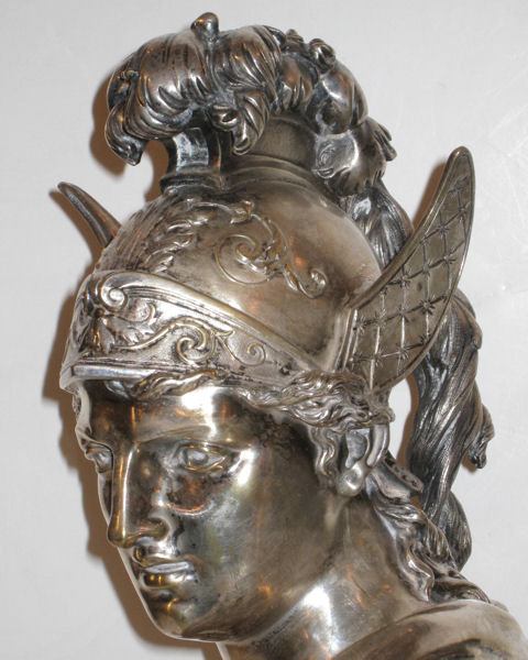 Pair Gilt and Silvered Bronze Busts of Gods Hermes and Ares