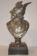 Pair Gilt and Silvered Bronze Busts of Gods Hermes and Ares