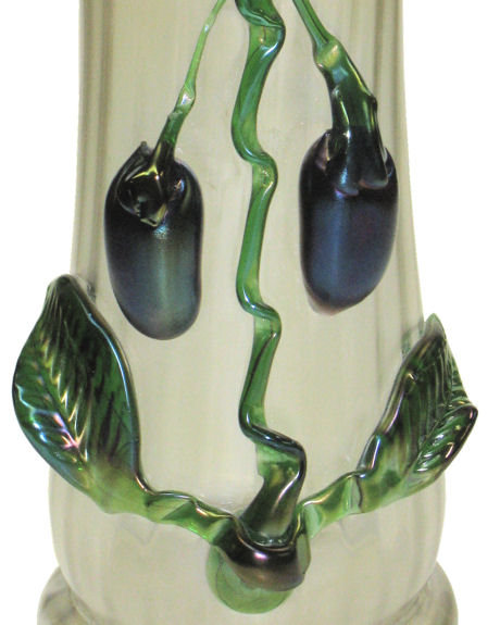 Bohemian Glass Vase with Applied Grapes by Kralik