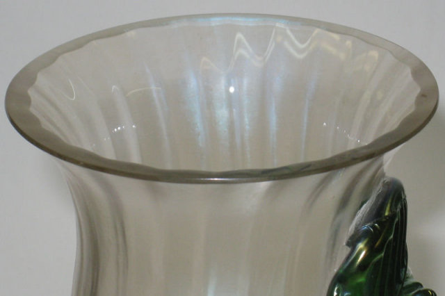 Bohemian Glass Vase with Applied Grapes by Kralik