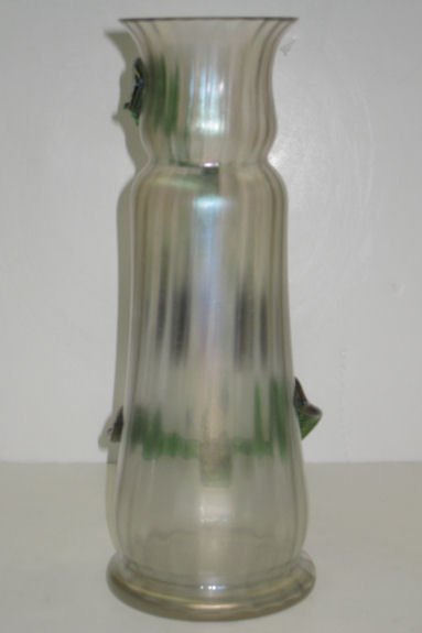 Bohemian Glass Vase with Applied Grapes by Kralik