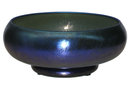 Iridescent Blue Lustre Glass Bowl by Quezal