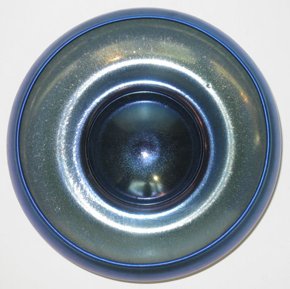 Iridescent Blue Lustre Glass Bowl by Quezal