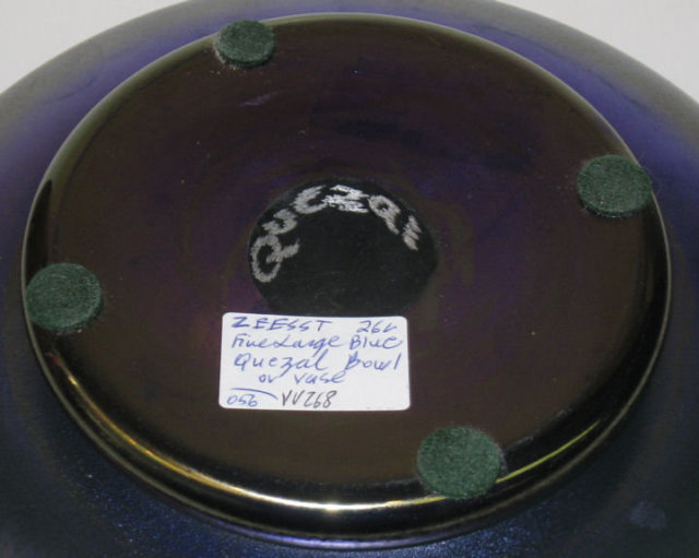 Iridescent Blue Lustre Glass Bowl by Quezal