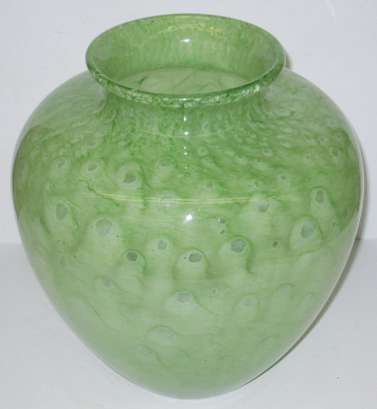 Steuben Green Cluthra Glass Vase