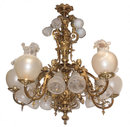 Electrified Neoclassical Victorian Gilt Metal Gas Chandelier