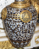 Antique French Champleve Enamel and Gilt Bronze Ewer and Stand