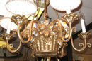 Fruit Basket Form Gilt Metal Chandelier