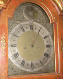 English Georgian Vermilion Red Chinoiserie Grandfather Clock by William Jackson