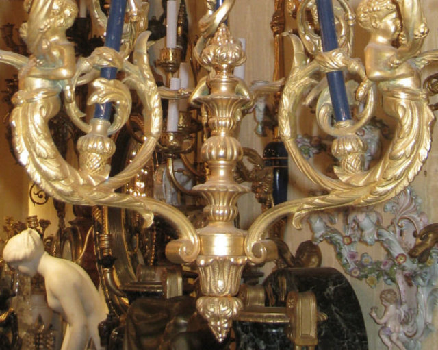 Antique French Louis XVI Style Ormolu Bronze Chandelier