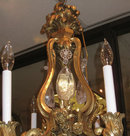 Antique Louis XV Style Ormolu Bronze Chandelier with Rock Crystal Pendants