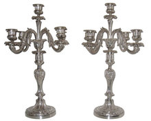 Pair of Antique Christofle French Silverplated Candelabra