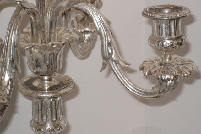 Pair of Antique Christofle French Silverplated Candelabra