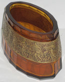 Antique Moser Amber Glass Vase with Amazonian Warrior Motif