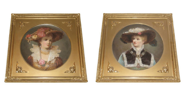 Pair of Antique Viennese Porcelain Portrait Plaques by Pirkner