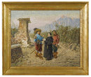 Large Mosaic Plaque Titled Promessi Sposi (The Betrothed) from Vatican Workshop