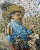 Large Mosaic Plaque Titled Promessi Sposi (The Betrothed) from Vatican Workshop