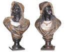 Pair of Antique Austrian Terracotta Orientalist Moor Busts