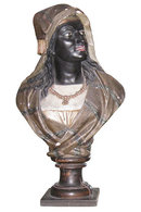 Pair of Antique Austrian Terracotta Orientalist Moor Busts
