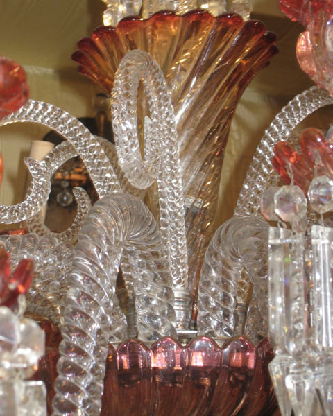 Baccarat Rose Tiente Swirl Glass 11 Light Chandelier