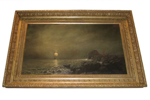Moonlit Seascape Oil Painting by Alexis Jean Fournier (1865-1948)