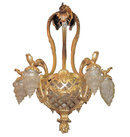 Antique French Louis XV Style Basket Form Bronze & Crystal Chandelier
