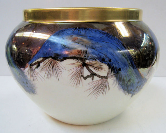 Delinieres & Co. ( D&C ) Limoges Porcelain Vase with Hand-Painted Peacock Motif