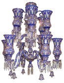 Palatial Antique Bohemian Blue Cased Glass Chandelier Made for Islamic Market