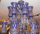 Palatial Antique Bohemian Blue Cased Glass Chandelier Made for Islamic Market