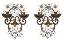 Maison Bagues Style Gilt Brass & Glass Sconces