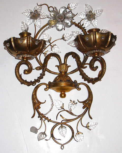 Maison Bagues Style Gilt Brass & Glass Sconces