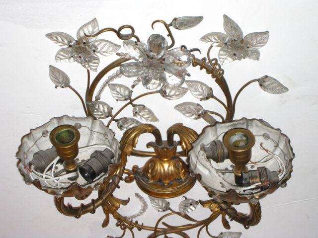 Maison Bagues Style Gilt Brass & Glass Sconces