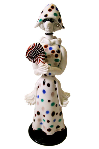 Fulvio Bianconi Arlechina Commedia del' Arte Glass Figurine for Venini