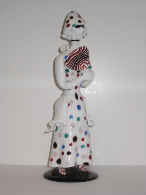 Fulvio Bianconi Arlechina Commedia del' Arte Glass Figurine for Venini