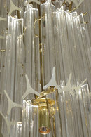 Cascading Acrylic and Brass Chandelier in Style of Venini or Camer