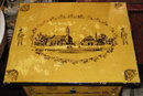 Pair of Antique French Empire Revival Yellow Painted & Stenciled Tole Metal Side Cabinets