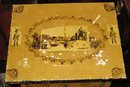 Pair of Antique French Empire Revival Yellow Painted & Stenciled Tole Metal Side Cabinets