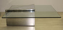 Triform Chrome-Plated Steel & Glass Coffee Table by J. Wade Beam for Brueton