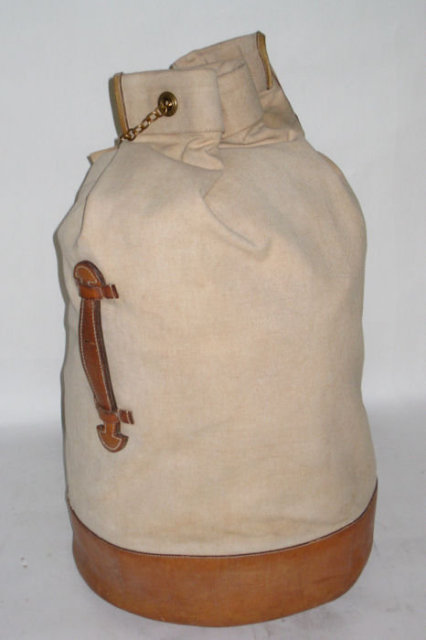 Hermes Canvas and Leather Duffle Bag
