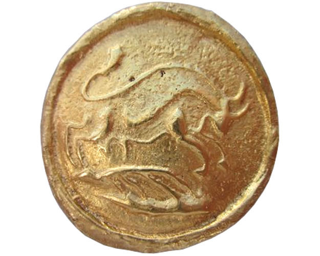Pablo Picasso 22K Gold Attacking Bull Pendant from Madoura