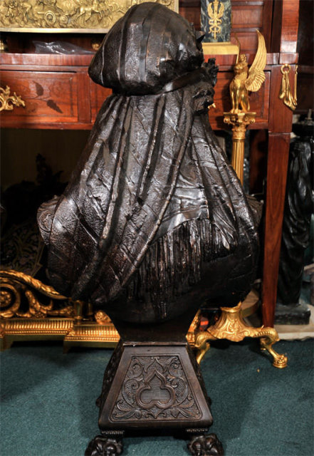 Antique Orientalist Male & Female Moor Busts in Patinated Metal
