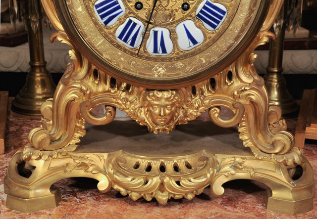 Antique Louis XV Style Ormolu Bronze Mantle Clock