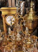 Pair Antique French Gilt Bronze & Crystal Girandole Candelabra