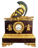 Antique French Empire Style Mantle Clock w Roman Armor