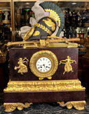 Antique French Empire Style Mantle Clock w Roman Armor