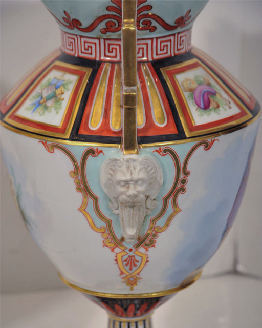 Pair Henri Ardant Limoges Greek Revival Porcelain Vases