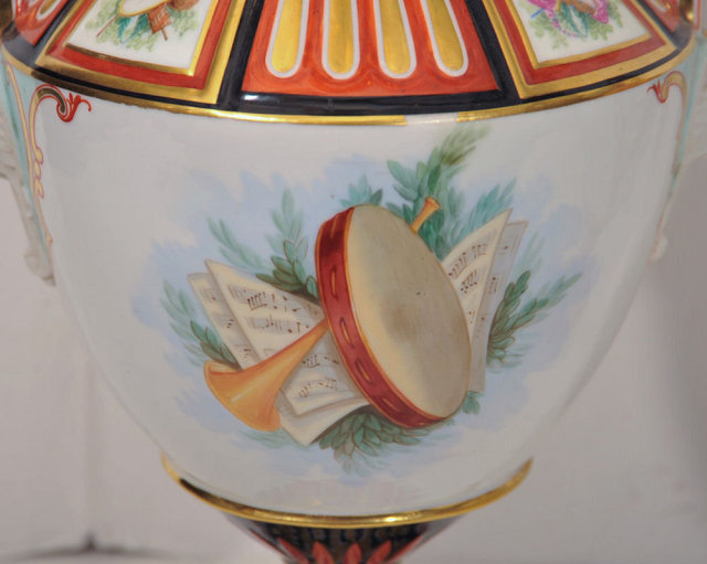 Pair Henri Ardant Limoges Greek Revival Porcelain Vases