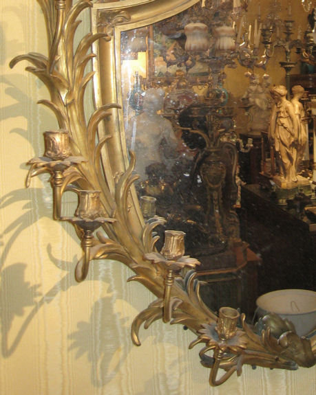 Antique Louis XV Style Gilt Bronze Girandole Mirror